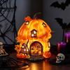 Halloweenová dekorace Lampa Rozsvěcující se Pryskyřice Dýňový Dům Figurka, Chaloupka Noční Světlo, Útulná Podzimní Sklizeň Dekorace na Stůl pro Domácí Večírek Výlohu