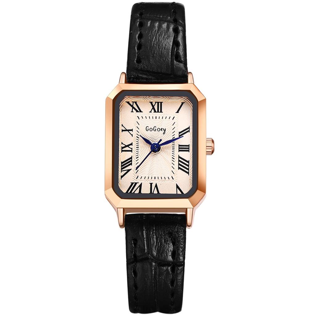 Women's Watch Antique Leather Roman Analog Display Square Dial Thin Strap Quartz Women's Watch Waterproof Black Birthday Anniversary Christmas