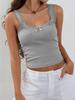 Lace Knit Crop Tops Women Solid Color Square Neck Camis Fashion Tube Top Female Sleeveless Camisole