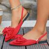 Bow toe back-toe hollow sandals for women, new summer pointed toe fabric flat sandals
