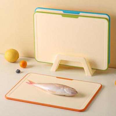 Plastic Cutting Board Set with Stand PP Chopping Boards for Meat Fruit Veggies Non-Slip Dishwasher Safe Space-Saving Kitchen Organizer