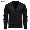 Men Slim Fit Fleece Knit Long Sleeve Cardigan Solid Color Casual