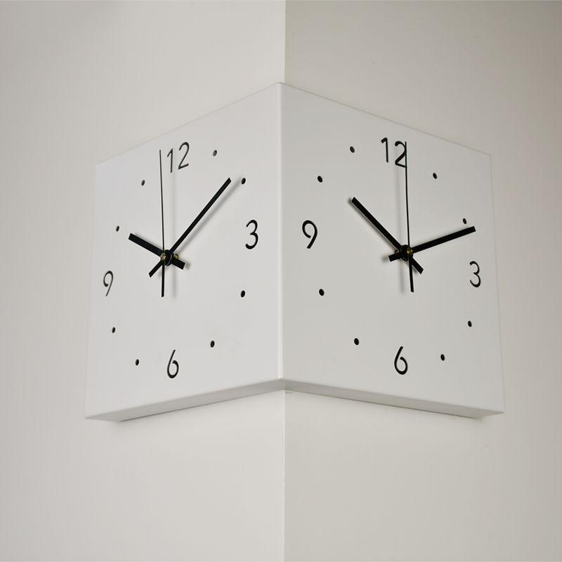 Ins Wind Corner Clock Double Sided Wall Clock Living Room Creative Simplicity Modern Double Sided Wall Clock No Punching Fashion