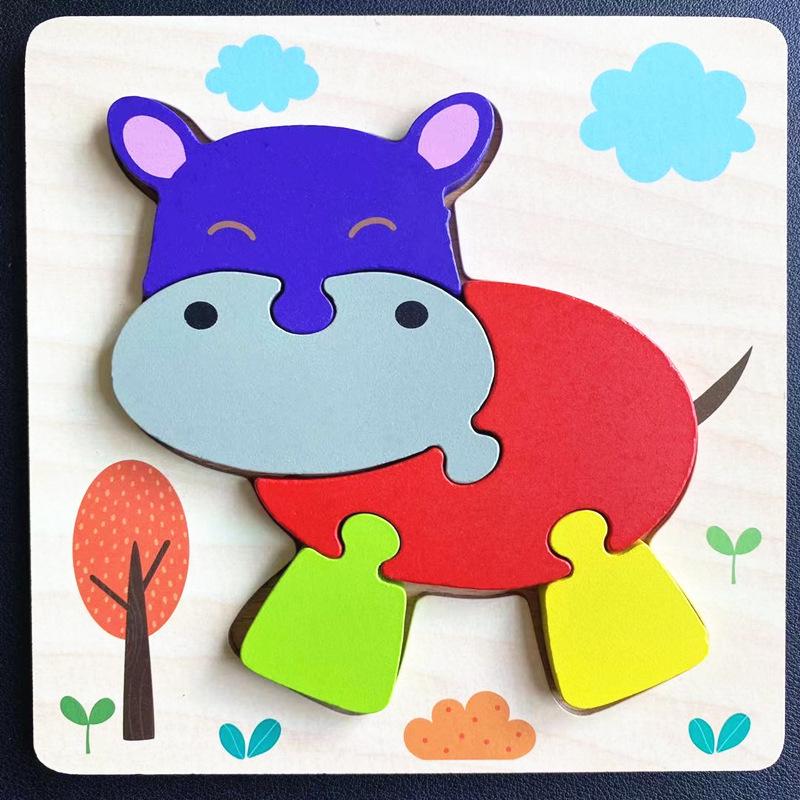 Children's 3D Wooden Animal Puzzle Board - Educational Toy for Early Learning