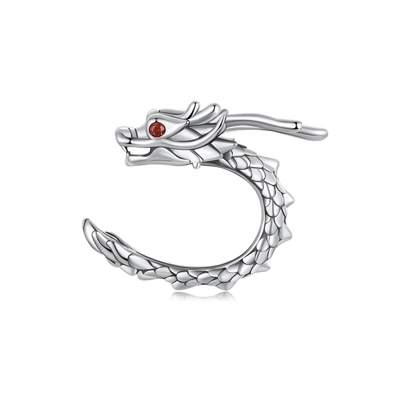 

WOSTU Vintage 925 Silver Dragon Hoop Earrings For Women Lucky Gothic Animal Dragon Ear Clips Party Punk Hiphop Gift
