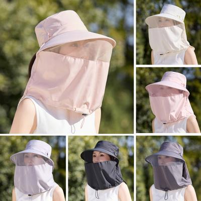 Fischerhut Atmungsaktives Netz Gesichtsschutz Großer Schirm UV-Schutz Vollgesichts Nackenschutz Sonnenhut 360-Grad Sonnenschutz Verstellbarer Kordelzug Outdoor