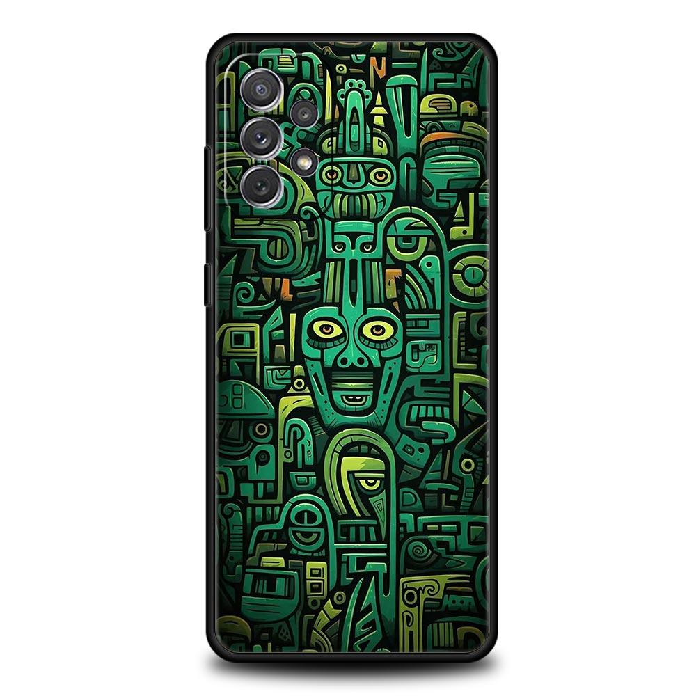 Vintage Totem Painting Phone Case for Samsung Galaxy A55 A35 A17 A07 A15 A13 A25 A51 A71 A72 A73 A32 A52 A52S A41 Soft TPU Shell