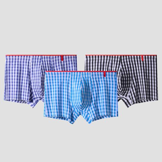 Pánské boxerské spodní prádlo Pružný pás v polovině pasu Kostkované šortky Kalhotky U-konvexní Prodyšné kalhotky Denní nošení