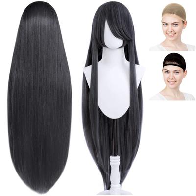 CaseEden Cosplay Wig, Full Wig, Heat Resistant, Silky Smooth, Long, 100cm, Dark Gray, WIG5625