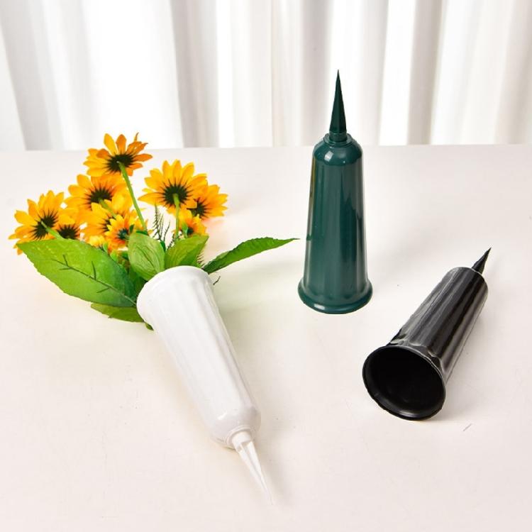 Outdoor Plastic Flower Cone Floral Display With Reinforced Base For Stable Lawn Cemetery Decoration Weather Resistant