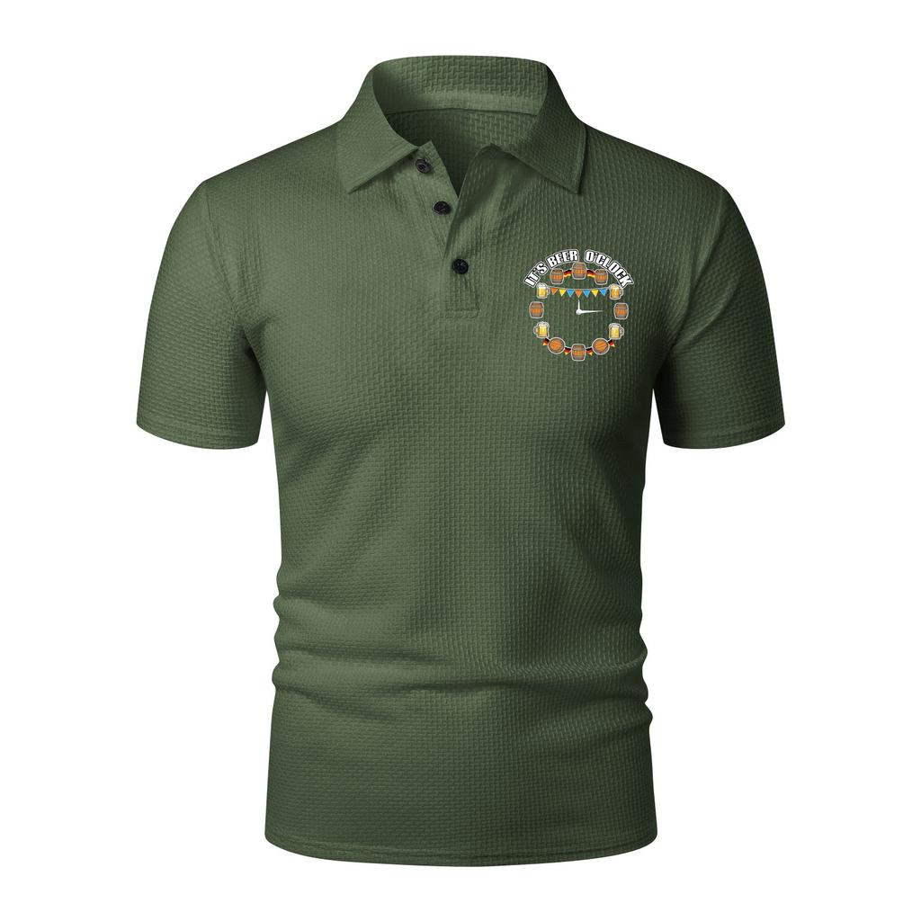 Men's Short Sleeve Polo Shirt with Printed Graphic Lapel Collar Lightweight Breathable Knit Fabric Casual Fit for Summer