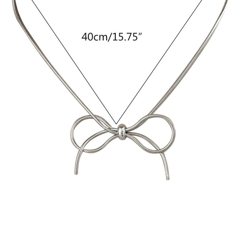Unikt fjärilsknutshalsband Rostfritt stål rosettformad hänge Choker smycke Festprydnad Nyckelbenskedja Födelsedag