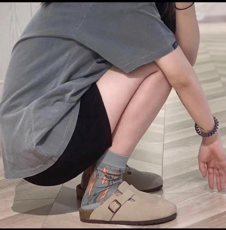 

Туфли пробковая подошва осень сумка голова тапочки женские новые круглый носок толстая подошва уличная одежда полушлепки обувь Бокен ретро 40