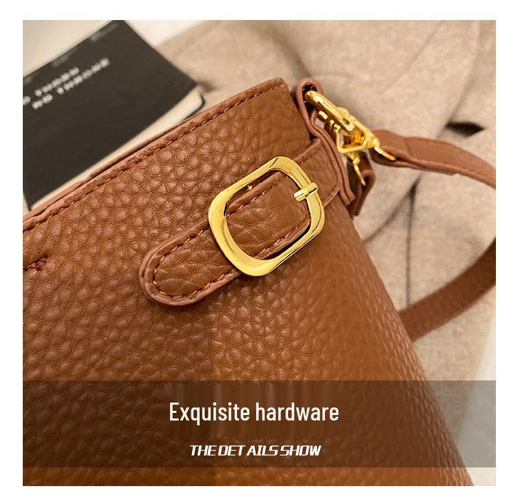 Korean Minimalist Women's High-End Bucket Bag: Versatile, Stylish Niche Design New Crossbody Fashion Accessory