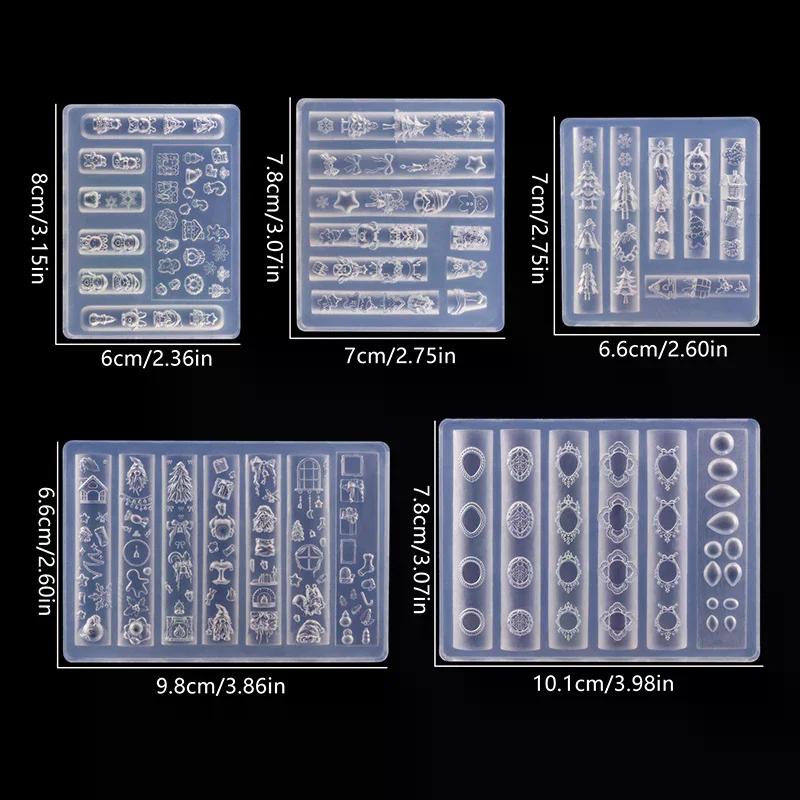 3D Christmas Snowman And Tree Silicone Nail Mold Snowflake And Snowman Design for Nail Art DIY Manicure Decoration