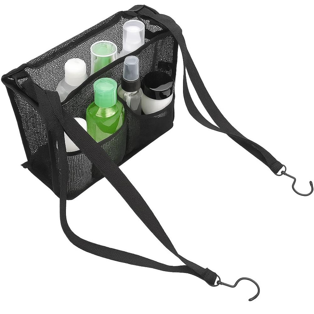 Adjustable Bathroom Hanging Bag with Hooks Shower Draining Rack Toiletry Storage Basket  For Makeup