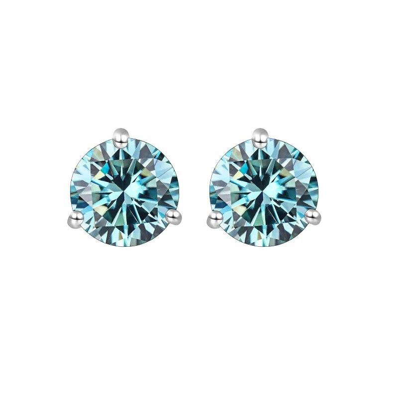 S925 Sterling Silver Round Anniversary Stud Earrings 0.5CT/1CT Trendy Style Moissanite Earrings For Women Couple Gift