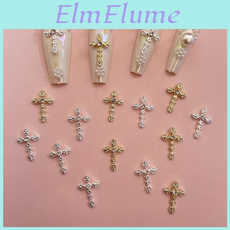 10pcs Cross Charms With Nail Elegant Ideal For Glamorous Diy Nail Art