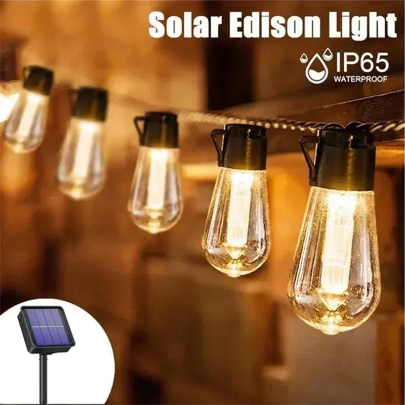 Solar Bulb String Light Outdoor LED Shatterproof Waterproof Lights Hanging Garden Decor For Gazebo Patio Party Wedding