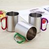 220Ml Camping Travel Stainless Steel Cup Carabiner Hook Handle Picnic Water Mug Outdoor Travel Hike Cup