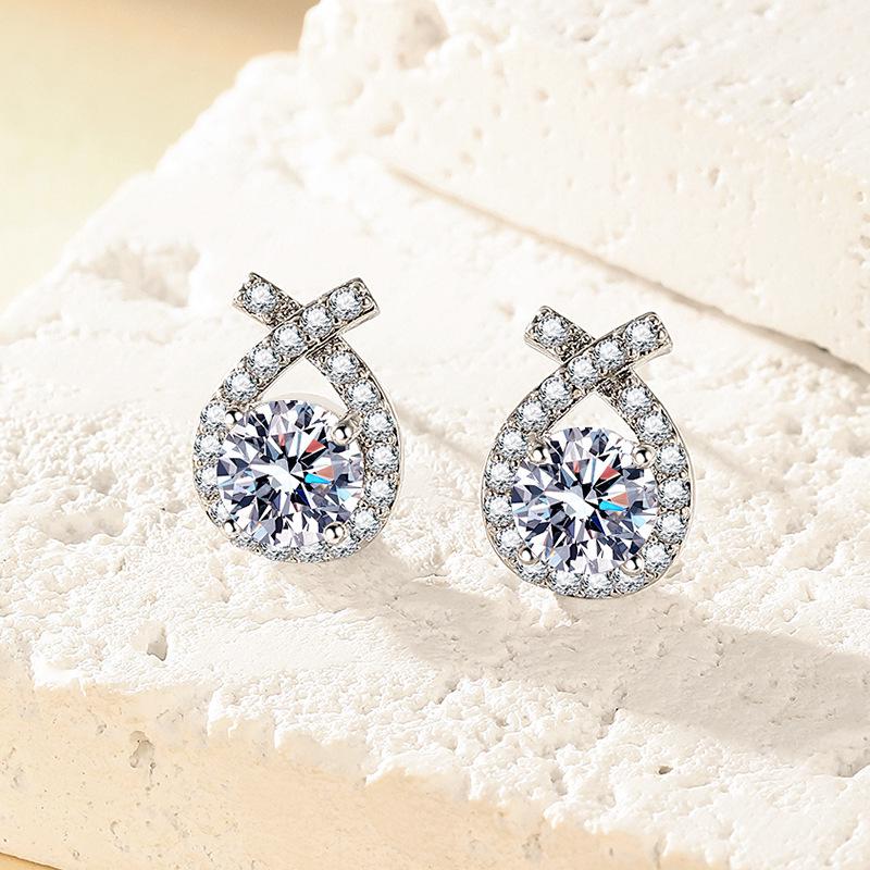 French High-End Geometric Zircon Stud Earrings Set - Elegant and Versatile for Daily Wear