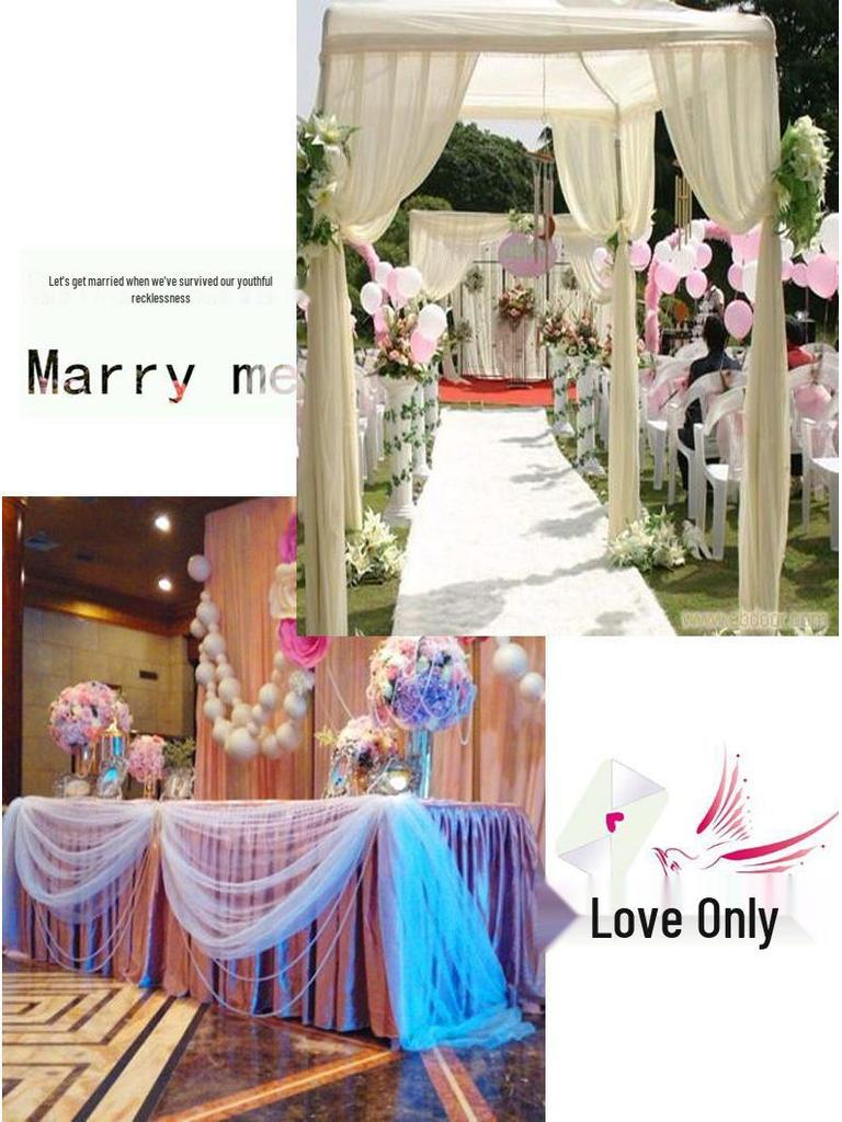Wedding Stair Railing Gauze Drapes and Floral Decorations Set
