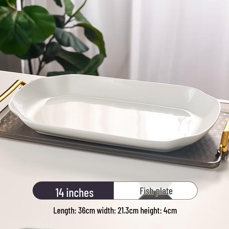 White Ceramic Deep Fish Plate