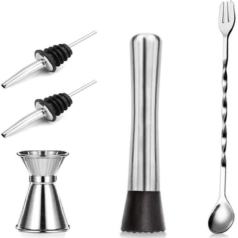 Professional Stainless Steel Bar Tools, Stir Bar Tool, Cocktail Stir Bar, Mixing Spoon, Cocktail Picks, Mojito Stir Bar Tool Kit