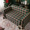 Christmas Decoration Green Plaid Color Sofa Cover Woven Polyester Cotton Red Green Sofa Blanket for Home Party Decor