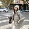 Women's 2026 Knitted Patchwork Sleeve Cotton Jacket - Short, Two-Piece Style, Autumn/Winter New Fashion Outerwear
