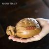Chinese Yixing Purple Clay Tea Pet Lucky Money Bag Model Ornaments Handmade Sculpture Crafts Desktop Decors Tea Set Decoration