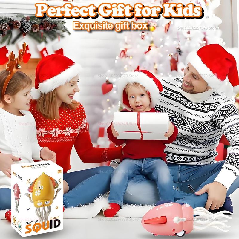 2025 New Electronic Dancing Squid Toys with Light&Music Funny Induction Lying Flat Squid Toddler Interactive Development Gifts
