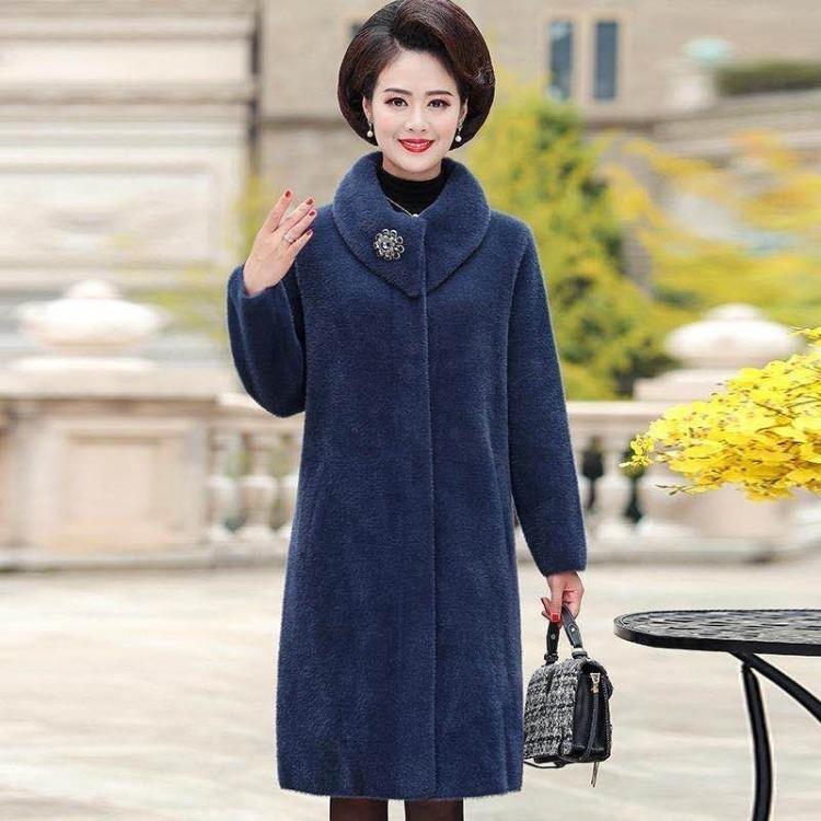 Warm Winter Faux Fur Coat Long Loose Overcoat Women Lapel Jacket Female Thick