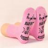 1 Pair Women Winter Socks Letter Print Mid-tube Thick Coral Fleece Keep Warm Floor Socks Anti-slip Knitted Daily Wear Sport Sock