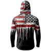 Men’s Casual Long Sleeve Hoodie with Independence Day Print Lightweight Sun Protection Pullover Top with Front Pocket Slash Design