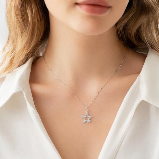 Five-pointed Star Necklace, Sparkling Rhinestone Stars Pendant Necklace, Adjustable Dainty Necklace Jewelry Gift for Women Girlfriend Friend