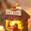Christmas LED Houses Claus  Pine Needles Snow Christmas Snowman Glowing Ornaments Resin Santa View Holiday Gift Toys for Kids