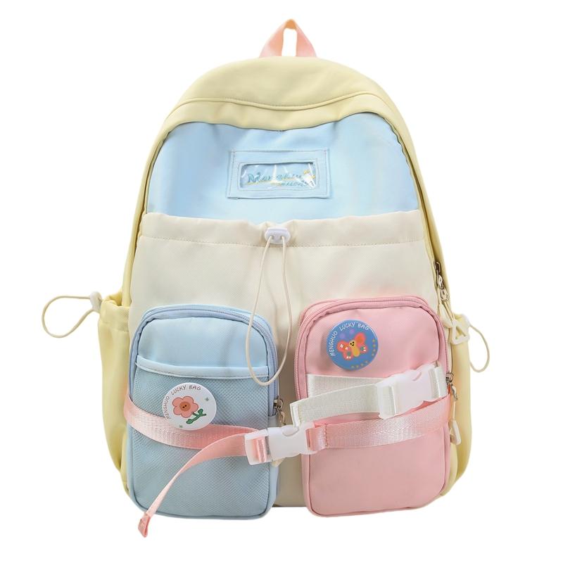 Junior High School Student Schoolbag Color Block Women's Large Capacity Backpack
