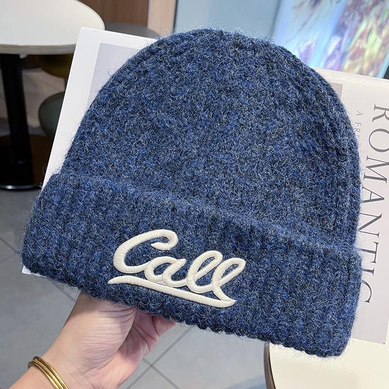 New Letter Embroidered Woolen Hat for Women In Autumn and Winter Trendy Brand Versatile Warm Student Couple Knitted Cold Hat