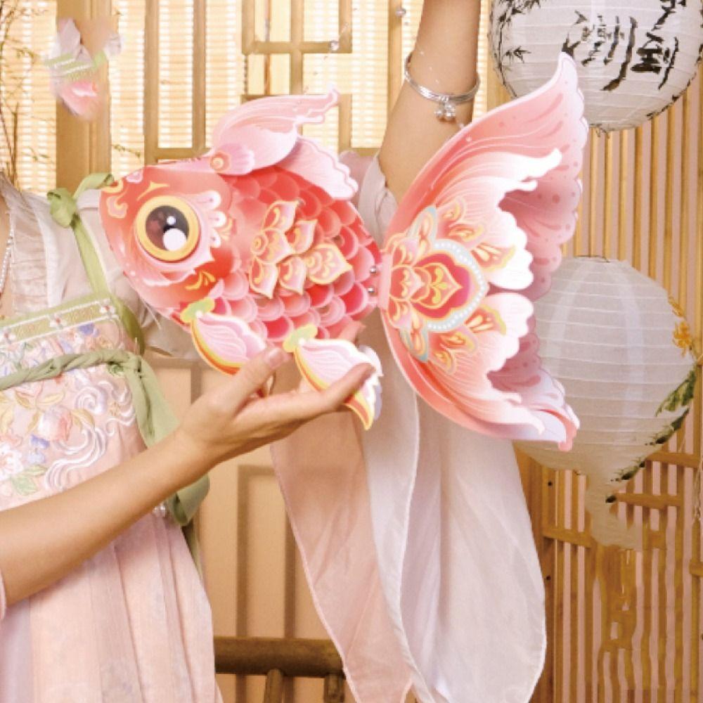 Glowing Goldfish Lantern Handmade Chinese Glowing Handheld Lantern  Hanfu Accessories
