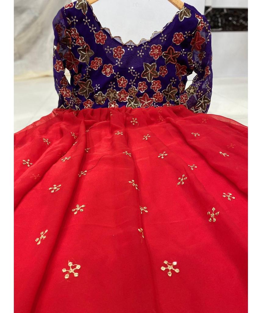 Anarkali Designer Georgette Kurta Embroidery Work Indian Bollywood Top Tunic Kurti Long Dress