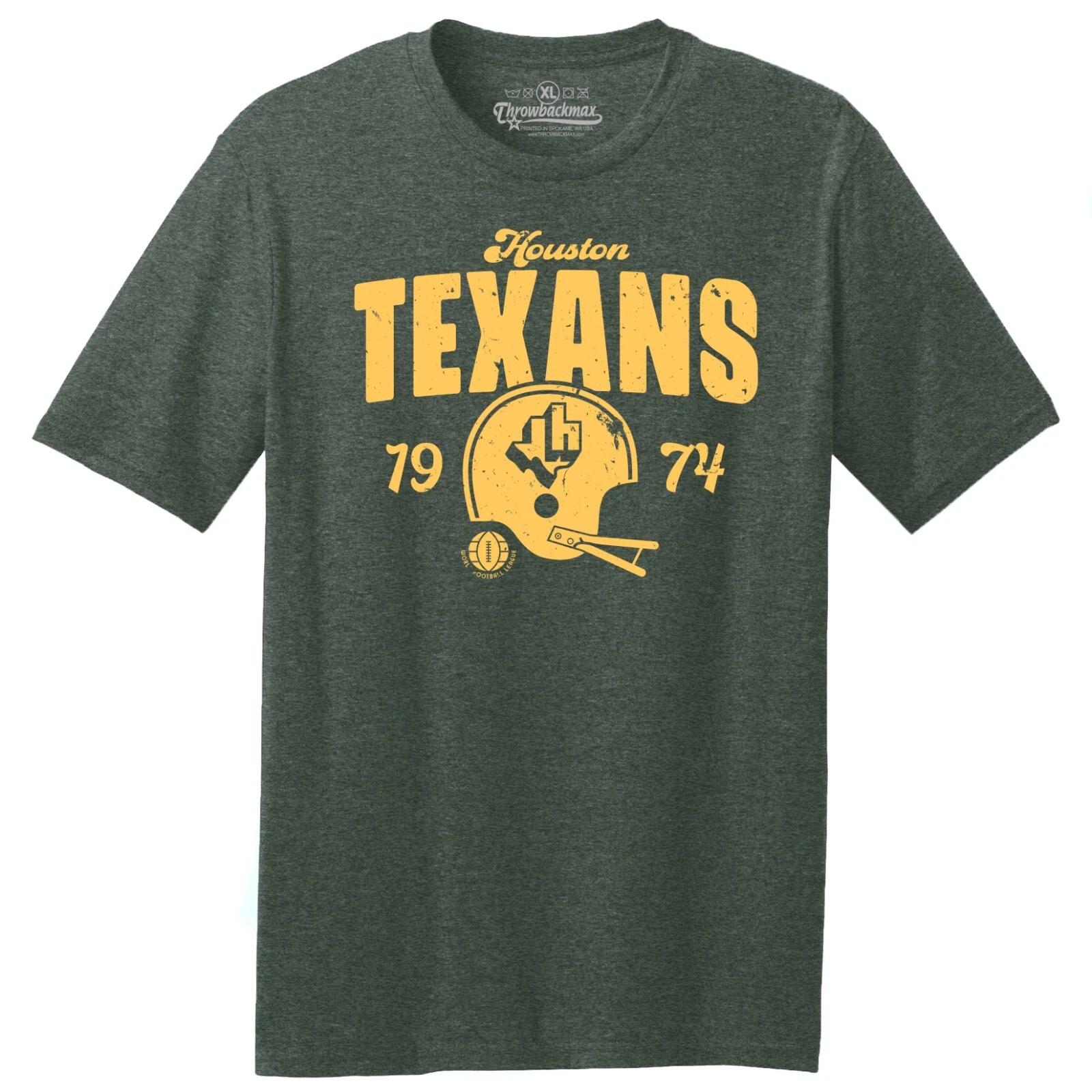 Houston Texans 1974 WFL Football TRI-BLEND Tee Shirt - Oilers, Astros S