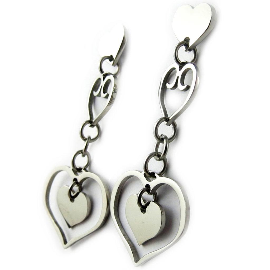 Altesse [L0383] - Silberne „Love“-Stahlohrringe