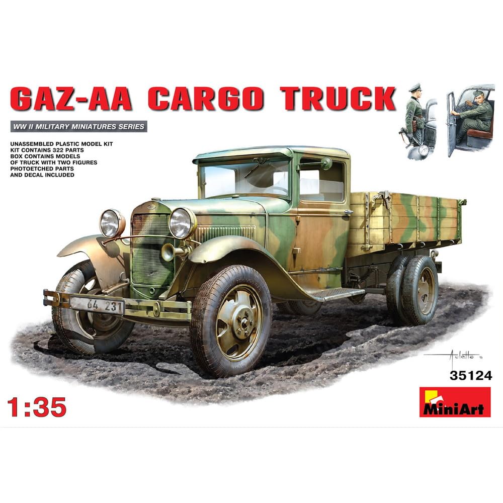 

Miniart WWII German Army Cargo Truck Captured Vehicle with 2 Figures Plastic Model MA35124 1/35 GAZ-AA сірий колір