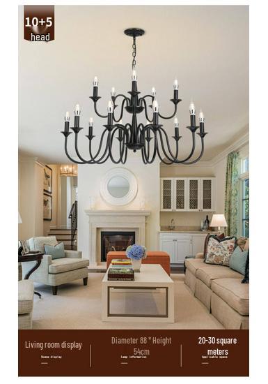 American Vintage Wrought Iron Chandelier for Living Room, Dining Room, or Bedroom
