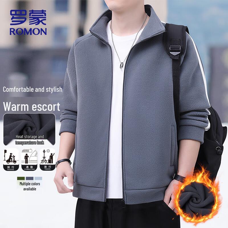 

ROMON Men s Autumn/Winter Stand Collar Fleece Jacket 4XL