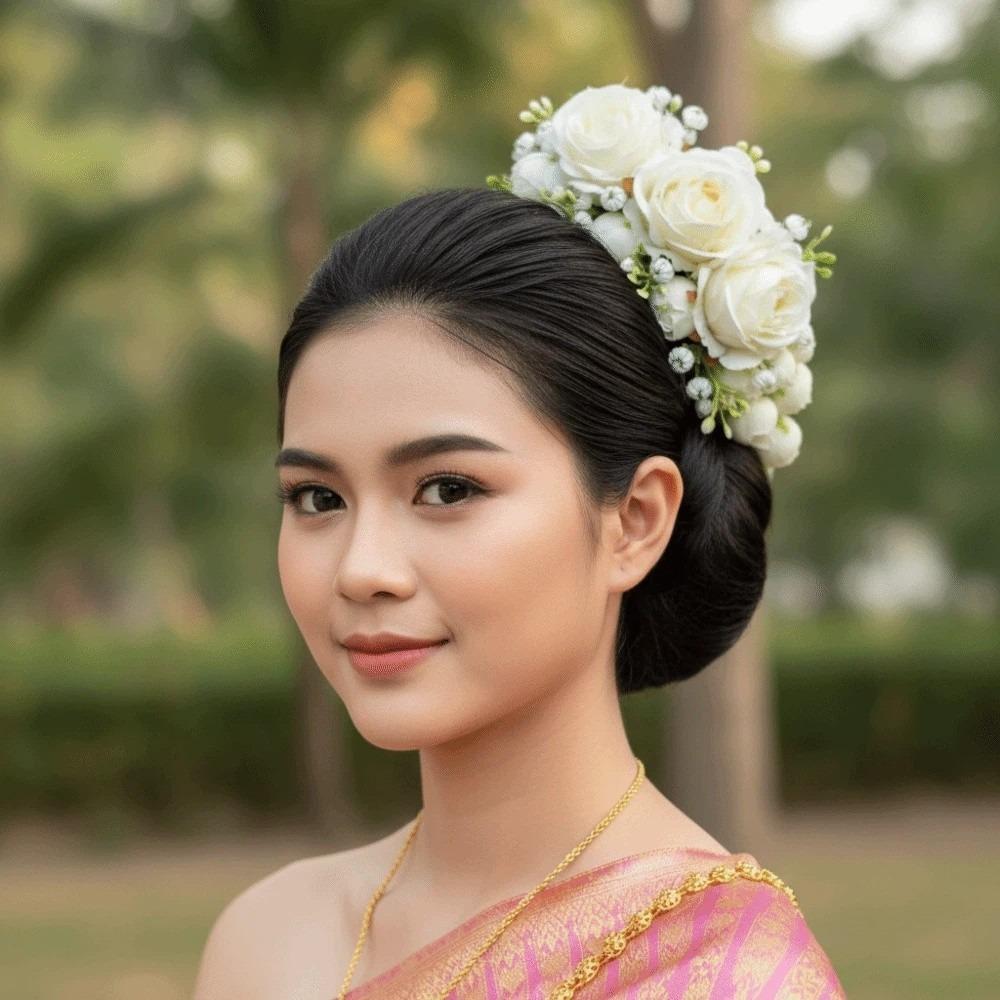 Thai Style Flowers Hairpin Sweet Chignon Hair Clips Hair Accessories Rose Hair Comb  Daily