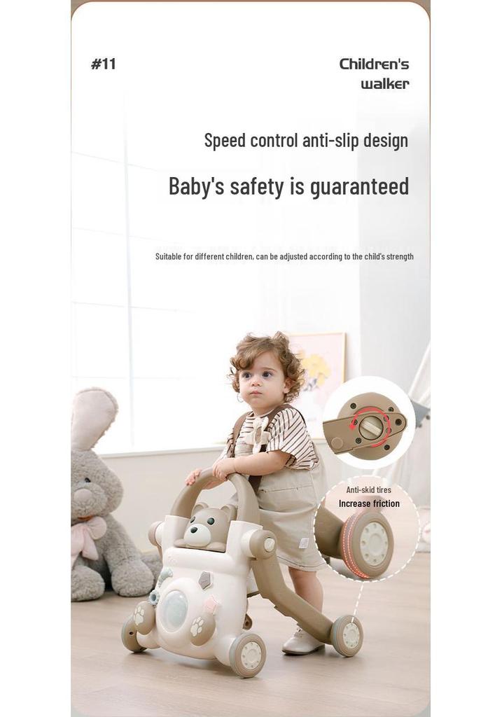 Walker Anti-O-Leg Multifunctional Musical Push Car for Infants and Toddlers