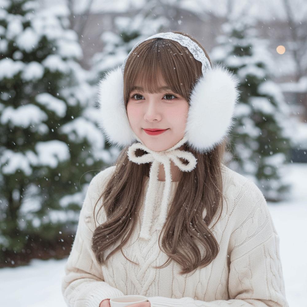 JK Headwear Lace Plush Earmuffs Ear Cap Warm Ear Muffs Soft Ear Cover  Winter