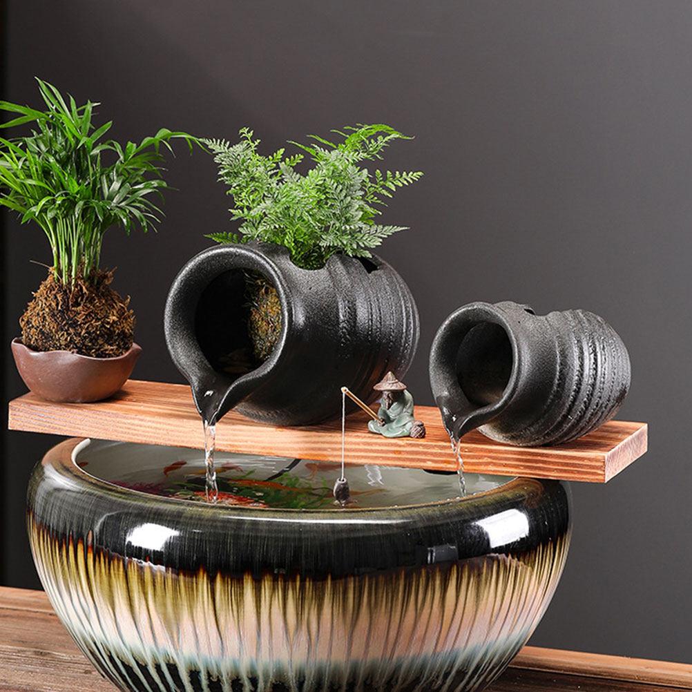 Ceramic Jar Fountain Decor Circulating Water Flow Serene Garden Courtyard Indoor Outdoor Decor Water Feature for Relaxation and